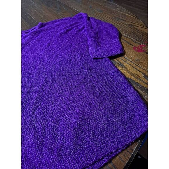 8P Chicos Size 1P Purple Round Neck Open Back Pullover Knit Sweater Shirt Top - Picture 3 of 6